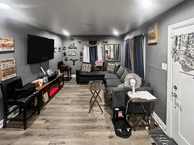 living room featuring light hardwood / wood-style floors