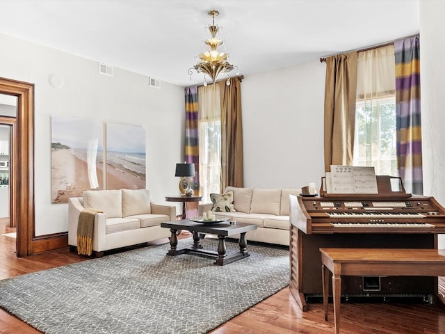 living room with hardwood / wood-style floors