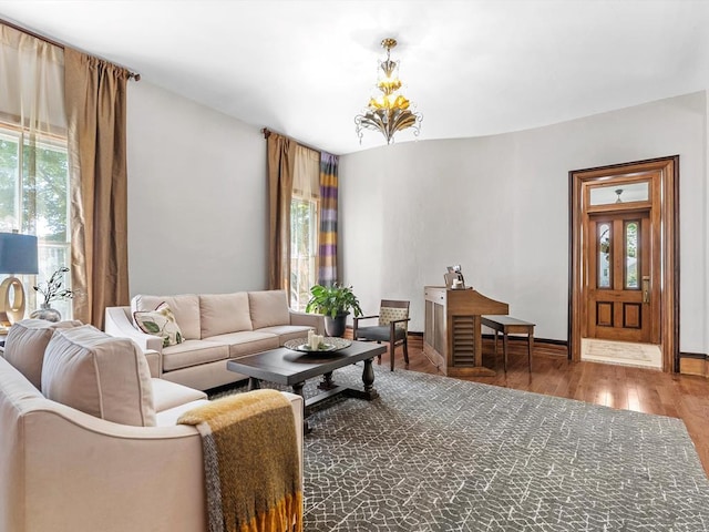 living room with wood-type flooring