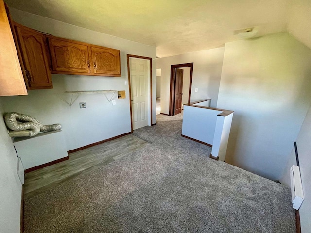 kitchen with lofted ceiling