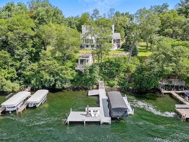 dock area featuring a water view