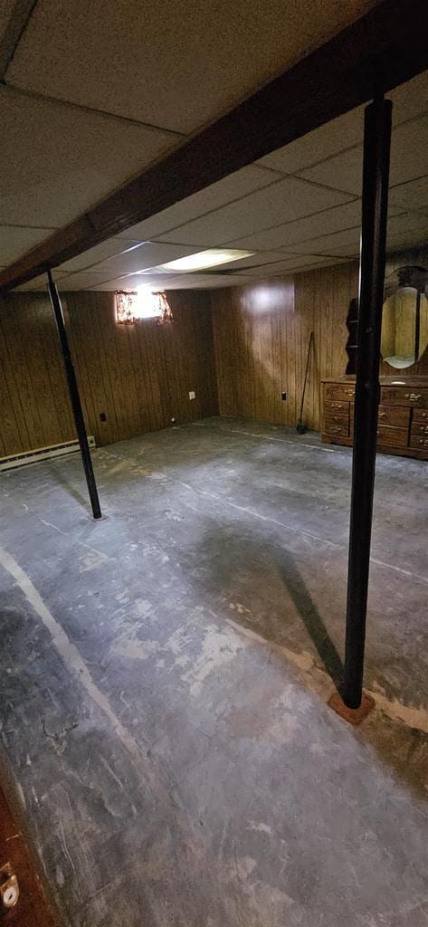 N9451 Parkway Rd, Crivitz, WI 54114 - finished basement with wooden walls and a paneled ceiling