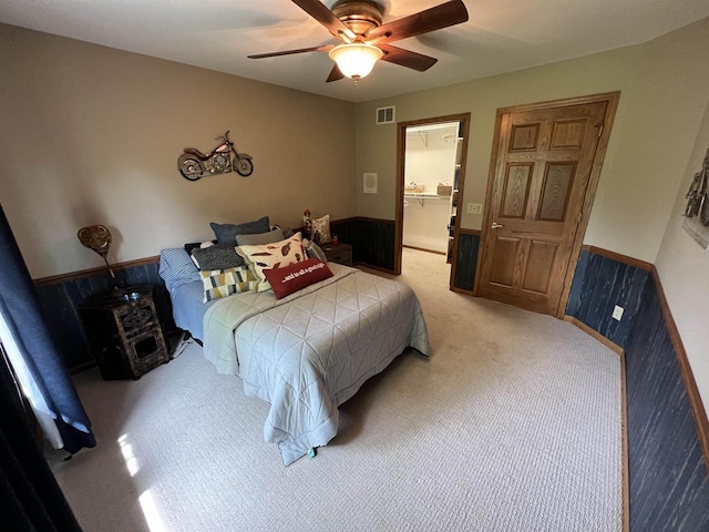 bedroom with carpet and ceiling fan