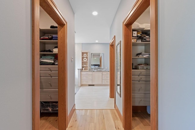 hall featuring light hardwood / wood-style floors