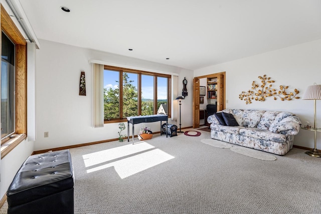 living room with carpet flooring