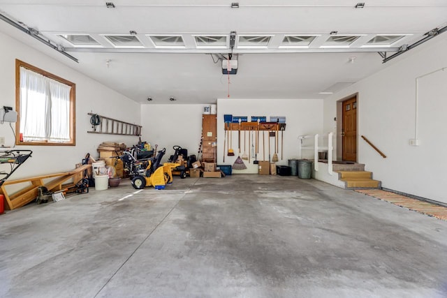 garage with a garage door opener