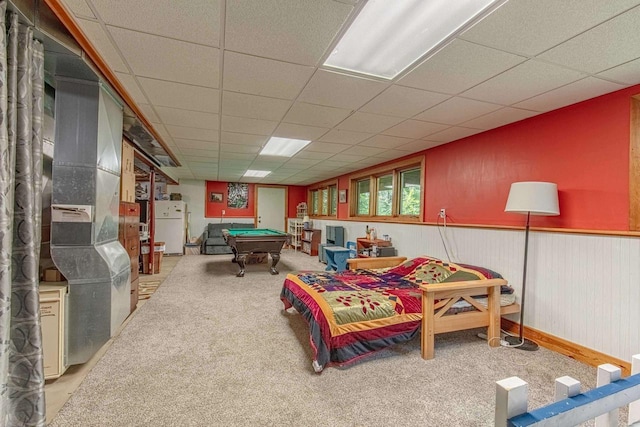 recreation room featuring billiards and carpet flooring