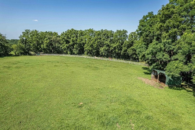 view of yard with a rural view