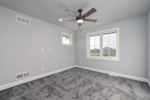 1421 Greenleaf Ct, Sun Prairie, WI 53590 - empty room featuring baseboards, a ceiling fan, dark colored carpet, and recessed lighting