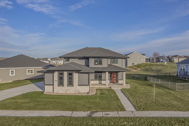 1421 Greenleaf Ct, Sun Prairie, WI 53590 - view of front of home featuring concrete driveway, a residential view, covered porch, roof with shingles, and brick siding