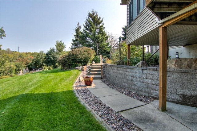 view of yard featuring a wooden deck