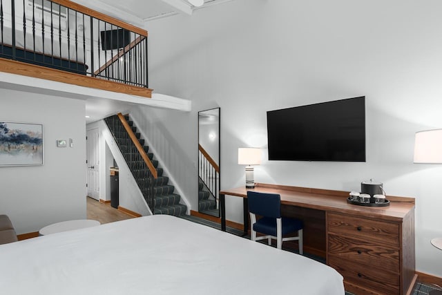 bedroom with light wood-type flooring