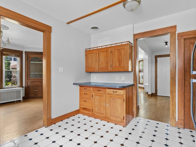 kitchen with plenty of natural light and radiator heating unit