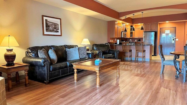 living room featuring light wood-type flooring