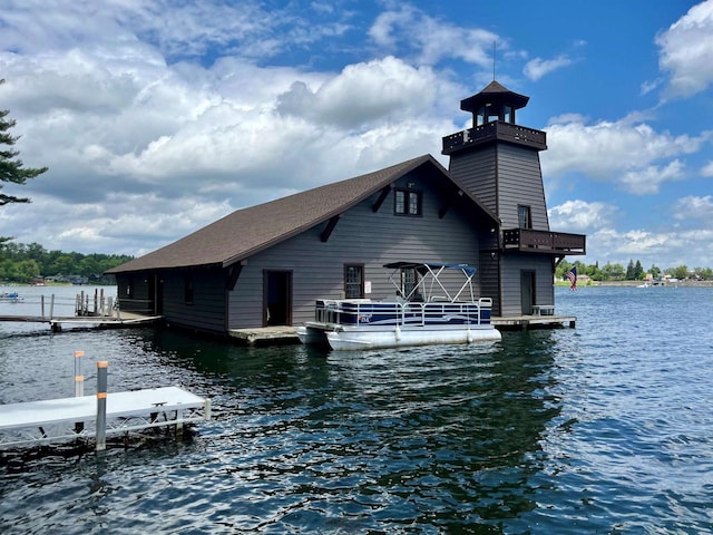 dock area featuring a water view