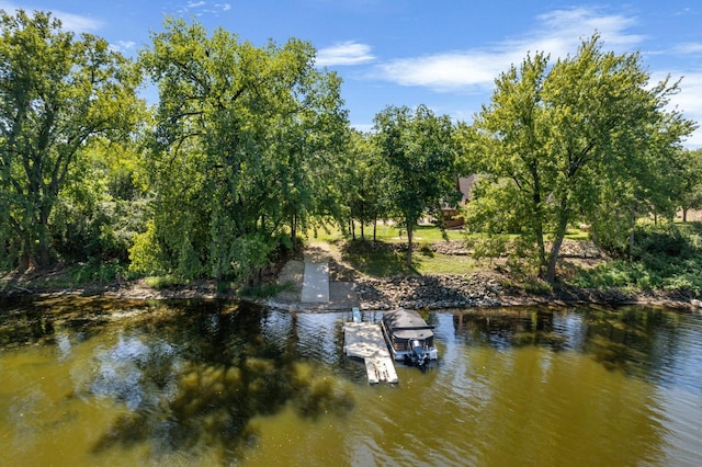 view of dock featuring a water view