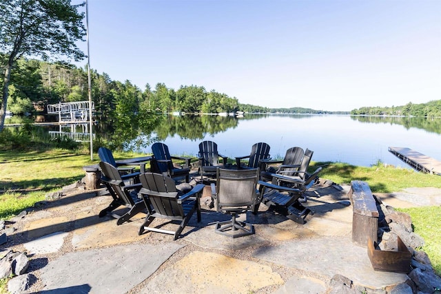 view of patio / terrace featuring a water view