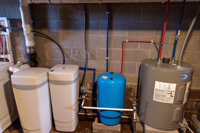 utility room with electric water heater