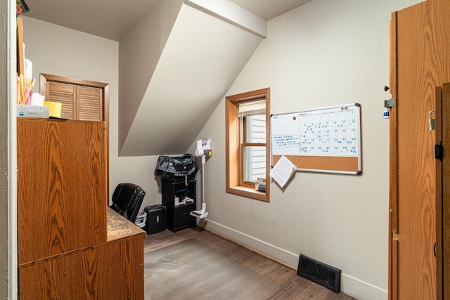 office area featuring hardwood / wood-style floors