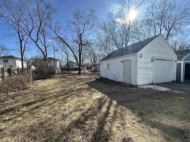 view of detached garage