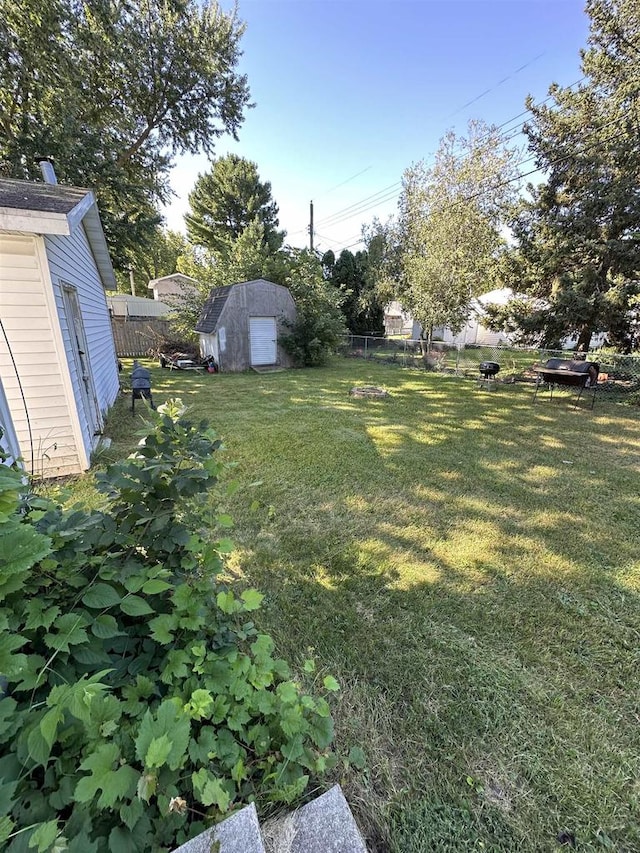 view of yard with a storage unit