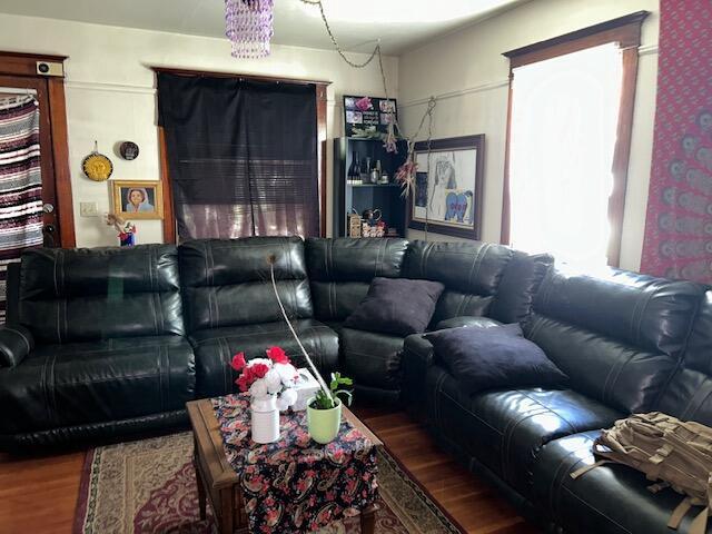 living room featuring dark hardwood / wood-style floors