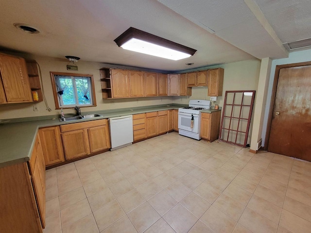 kitchen featuring sink and white appliances