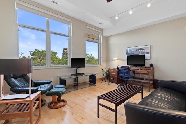 living room featuring light wood-type flooring