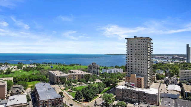 bird's eye view featuring a water view