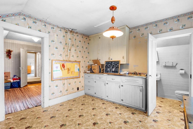 kitchen with pendant lighting and sink