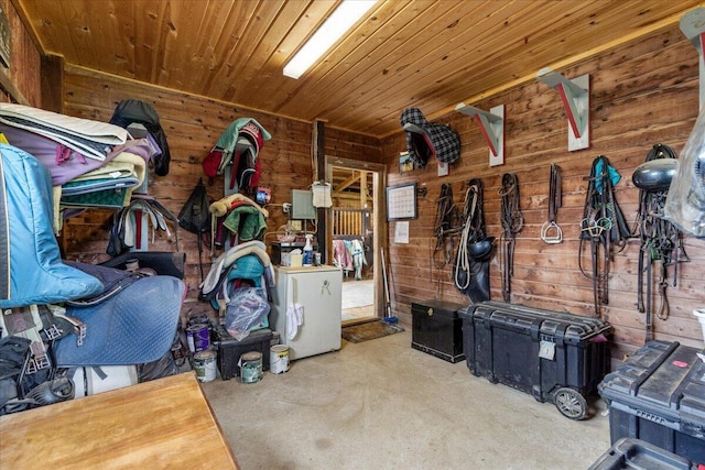 view of stable with washer / dryer