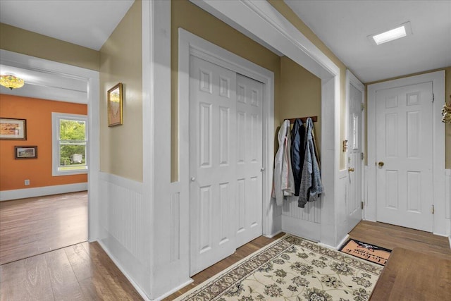 foyer entrance with wood-type flooring