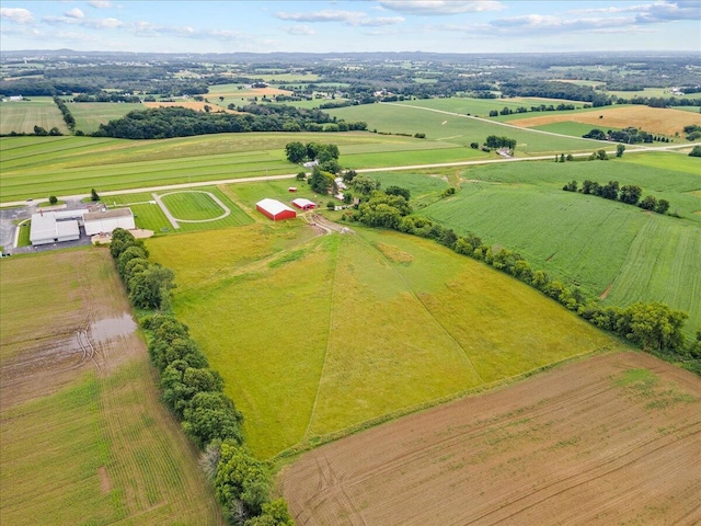 drone / aerial view with a rural view