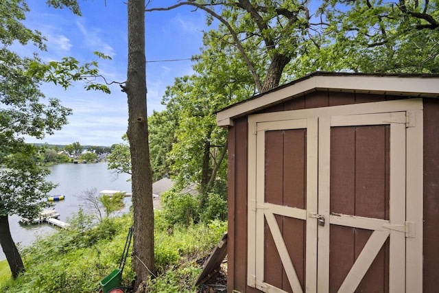 view of outdoor structure featuring a water view