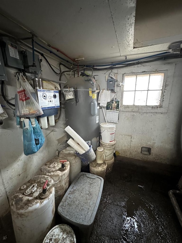 bathroom featuring electric water heater