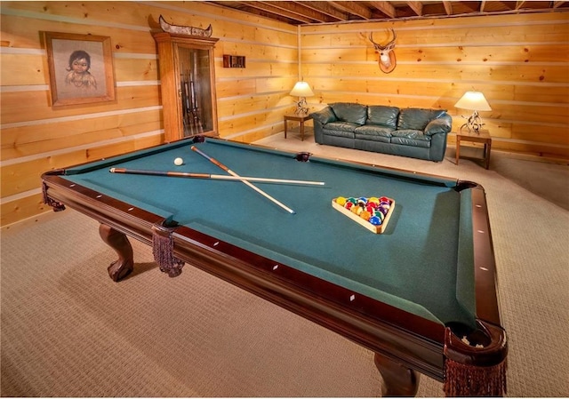 game room featuring carpet and pool table