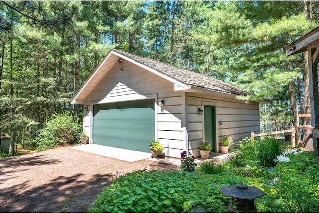 view of garage