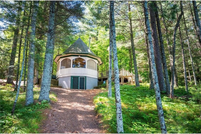 view of front of property with a deck