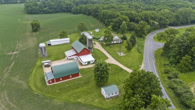 drone / aerial view with a rural view