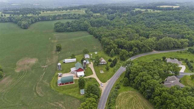 drone / aerial view with a rural view