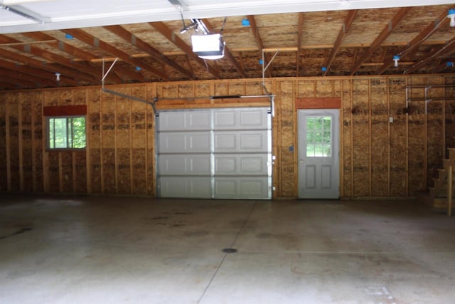 garage with a garage door opener