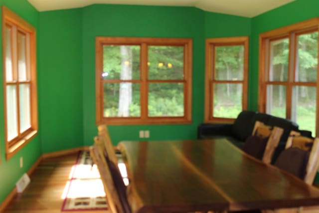 dining area with wood-type flooring