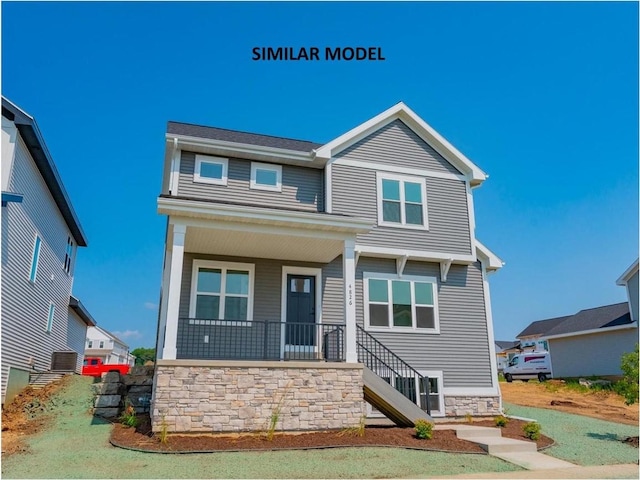 craftsman inspired home with covered porch