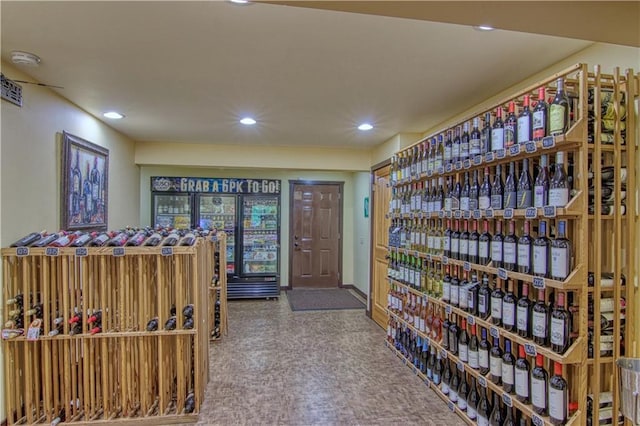 view of wine cellar