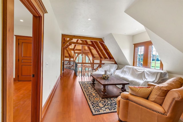 living room with hardwood / wood-style floors