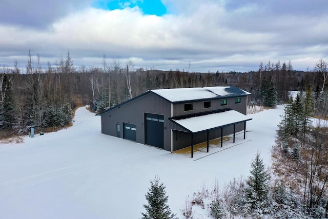 exterior space with a garage