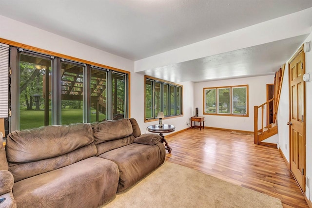 living room featuring light hardwood / wood-style floors