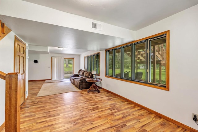 living room with light wood-type flooring