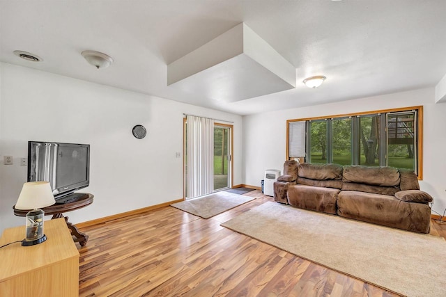 living room with light wood-type flooring