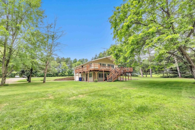 view of yard with a deck